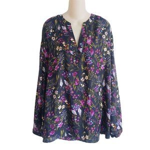 Ava & Viv Floral Blouse - Black and Purple
